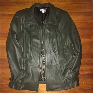 Lamb leather green jacket